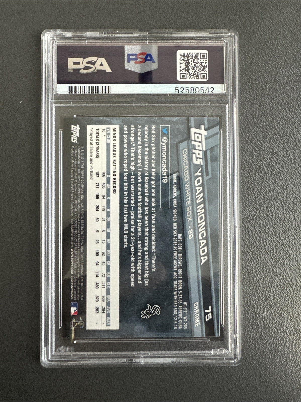 2017 Topps Chrome #75 Yoan Moncada Running Rookie RC PSA 10