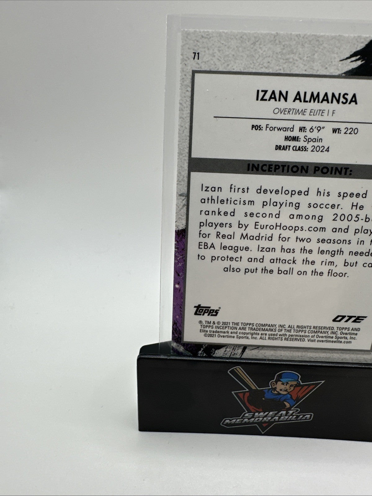 2022 TOPPS INCEPTION OVERTIME OTE #71 IZAN ALMANSA RC RED 50/75