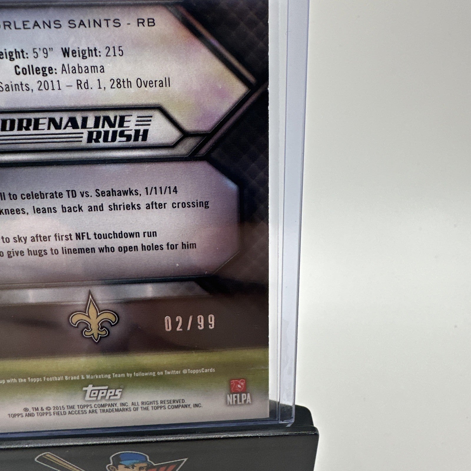 2015 Topps Field Access Adrenaline Rush Green #ARA-MI Mark Ingram /99