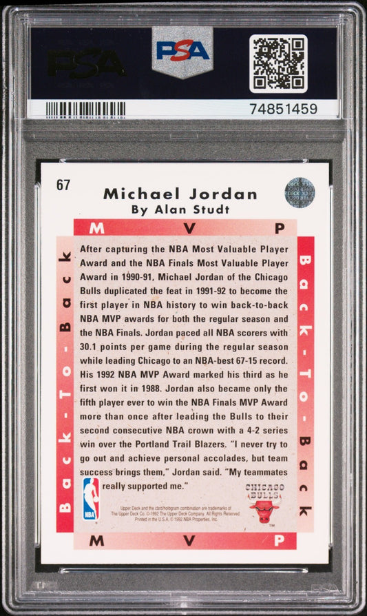 1992 Upper Deck Michael Jordan Mvp #67 PSA 9