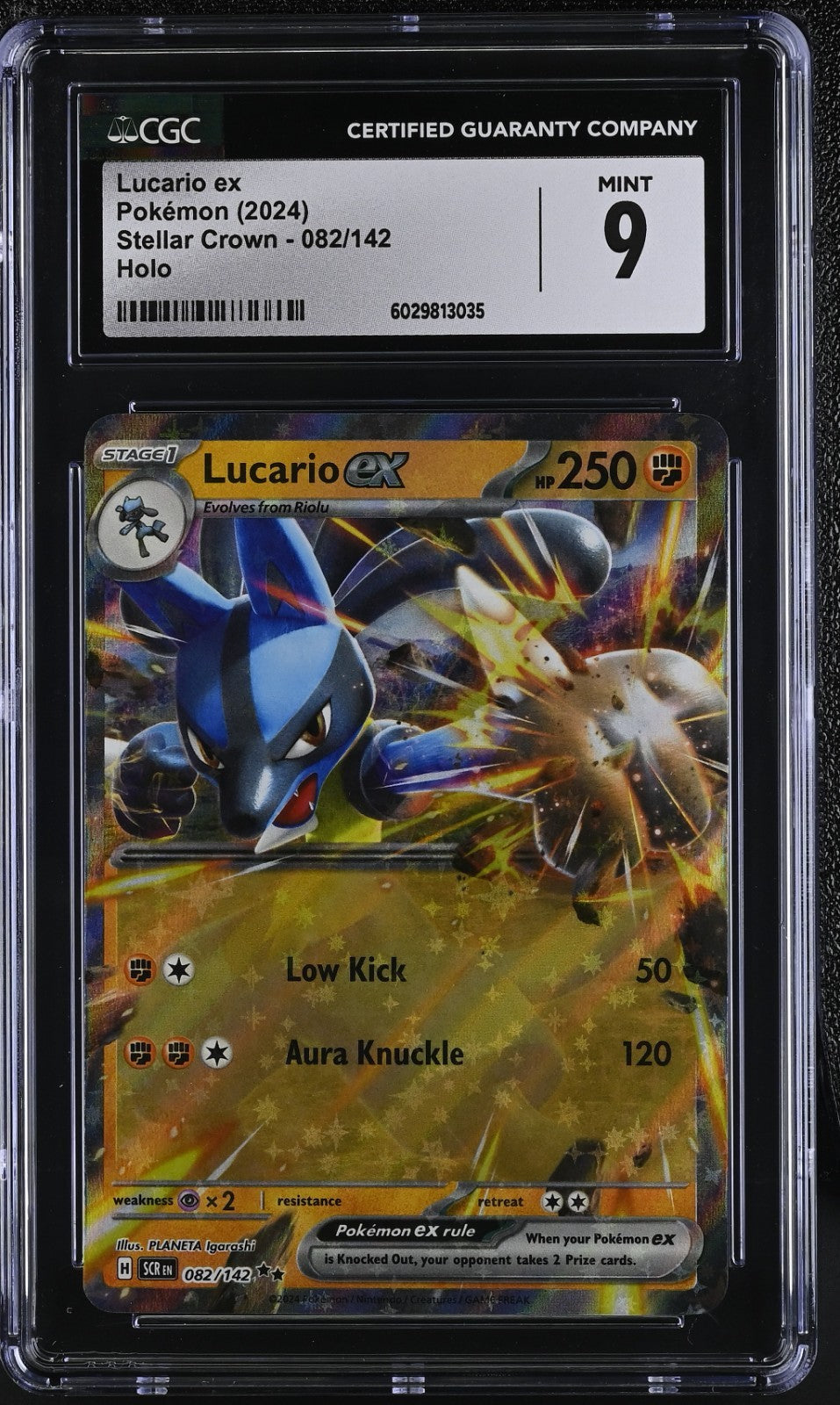 Pokemon 2024 Stellar Crown Lucario ex #082/142 CGC 9