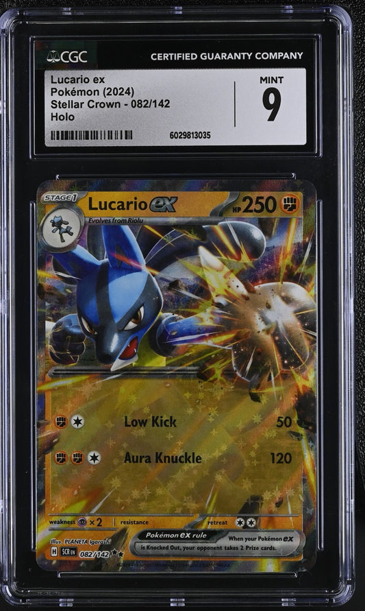 Pokemon 2024 Stellar Crown Lucario ex #082/142 CGC 9
