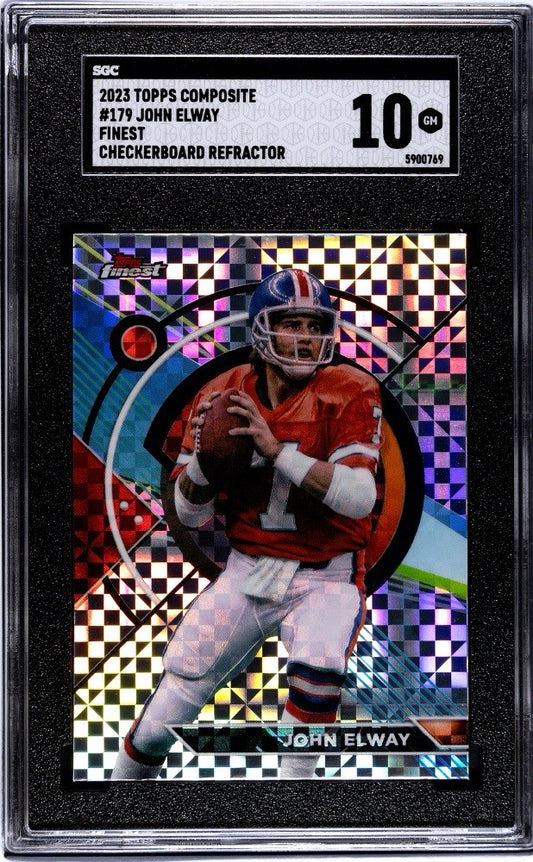 2023 Topps Composite Topps Finest Checkerboard Refractor John Elway #179 SGC 10