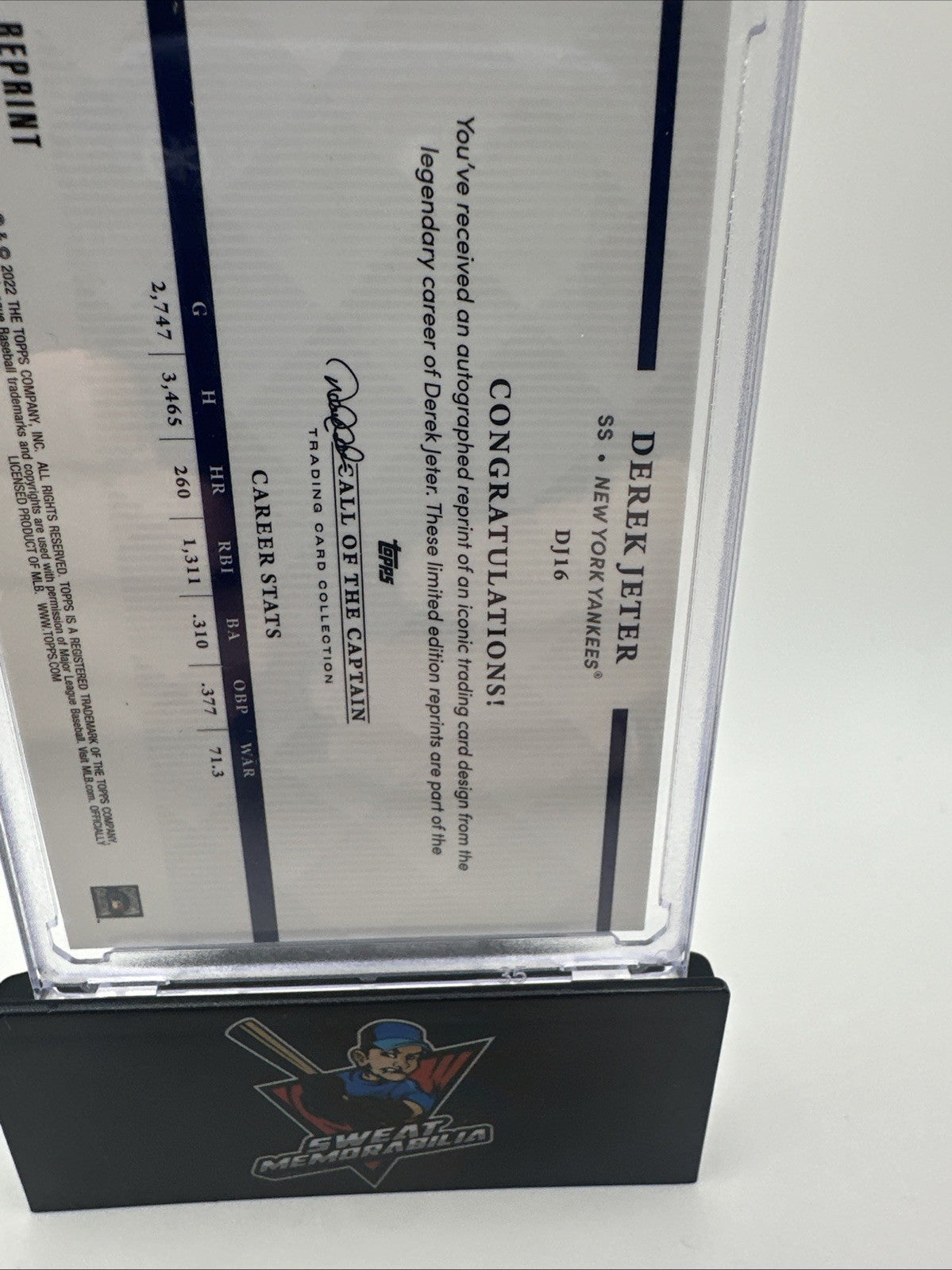 2022 Topps X Derek Jeter Call of the Captain FOILBOARD Insert #DJ16