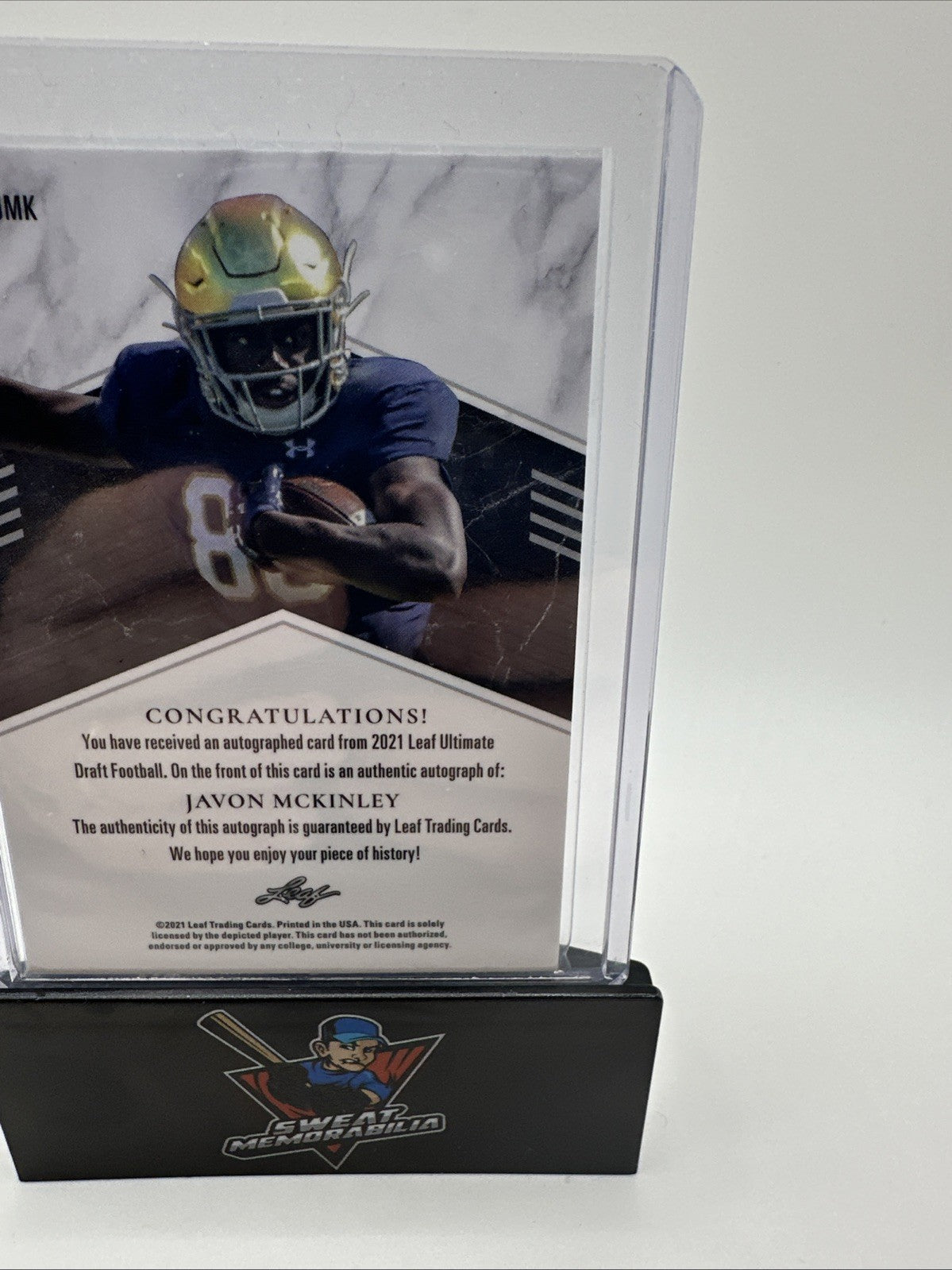 2021 LEAF ULTIMATE DRAFT JAVON MCKINLEY ROOKIE/RC AUTO #18/35