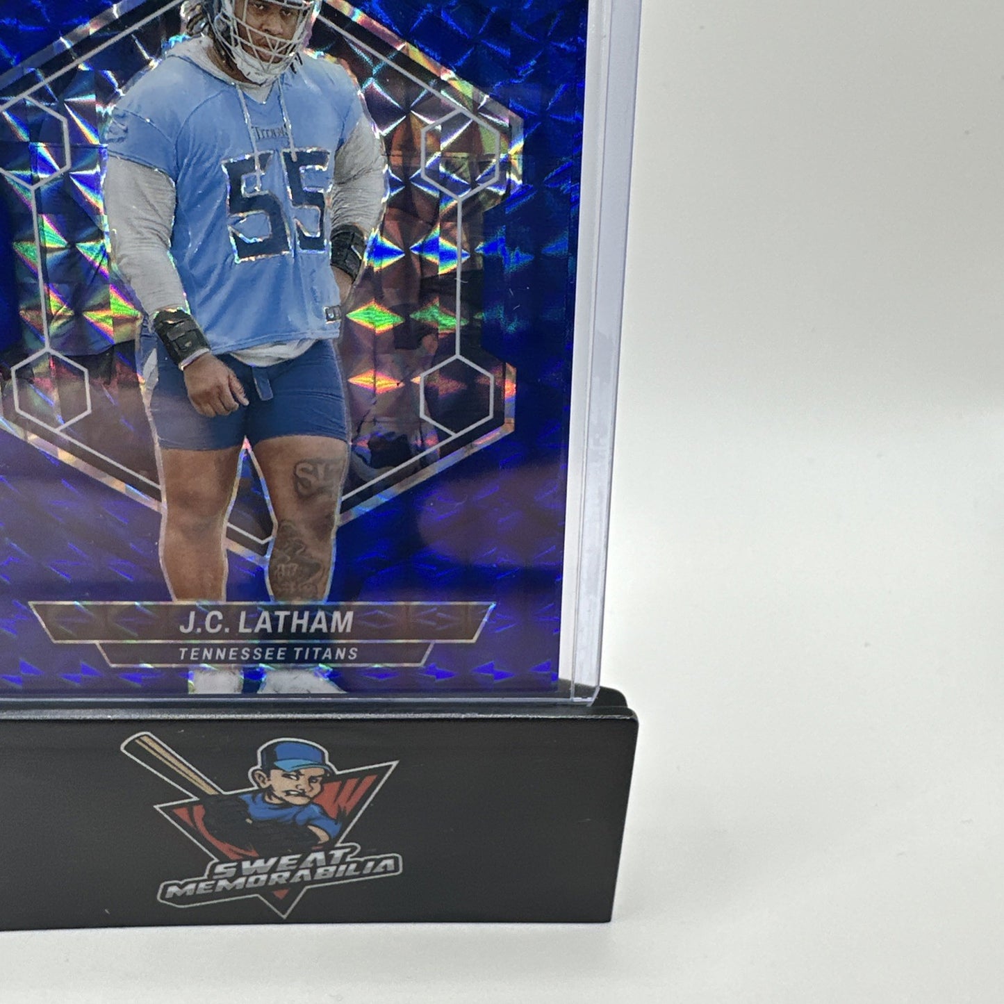 2024 PANINI PRIZM FB #307 BLUE MOSAIC JC LATHAM RC /99