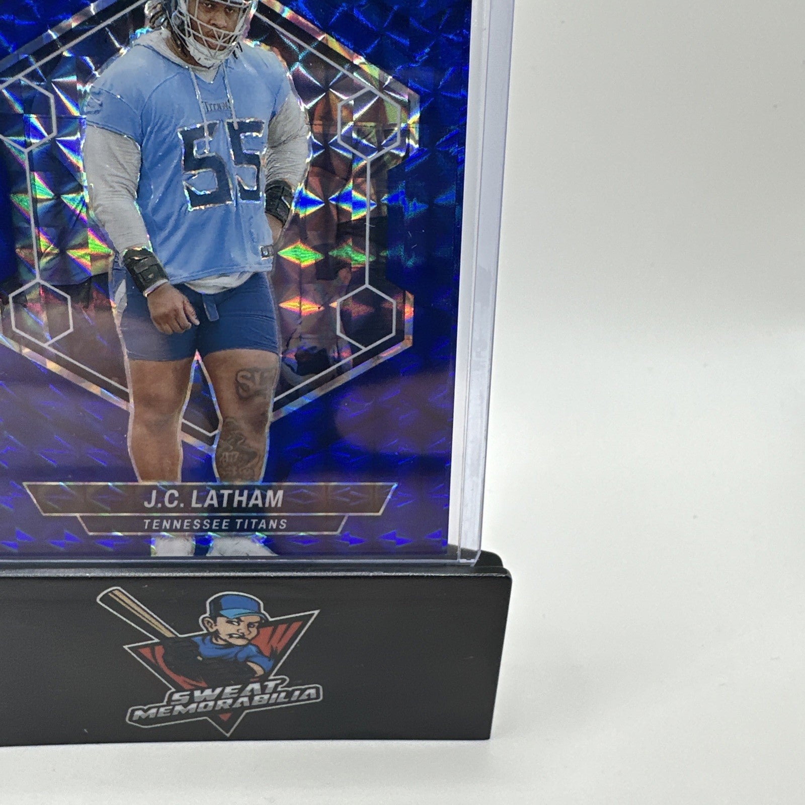 2024 PANINI PRIZM FB #307 BLUE MOSAIC JC LATHAM RC /99