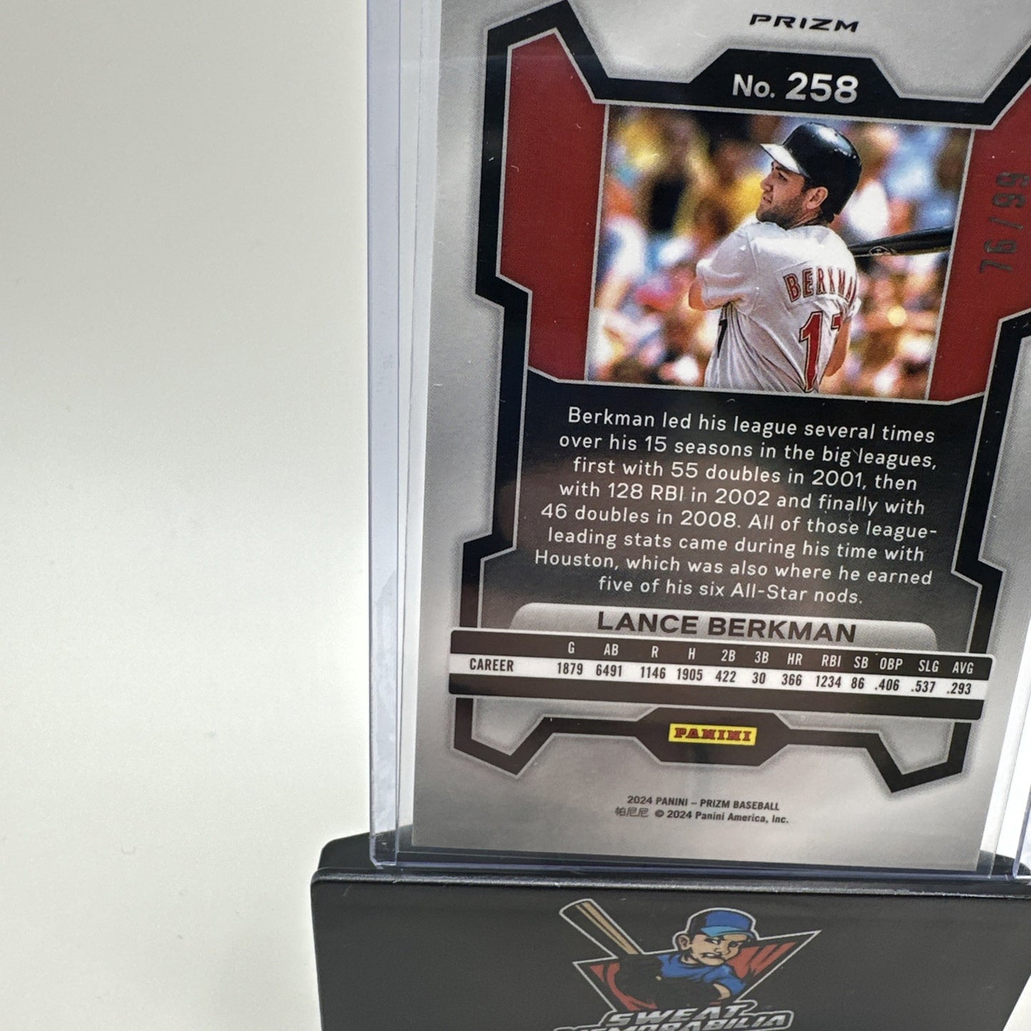 Lance Berkman 2024 Panini Prizm #258 Purple Prizm 76/99