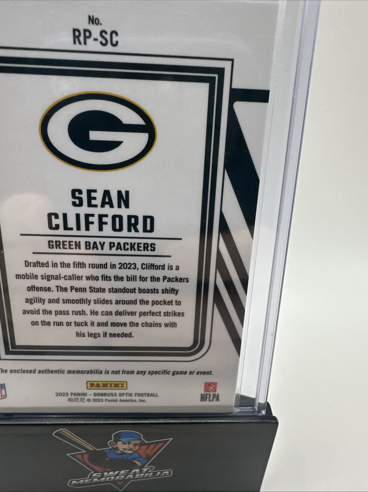 2023 Panini Donruss Optic SEAN CLIFFORD RC Rookie Phenom Patch #RP-SC Packers