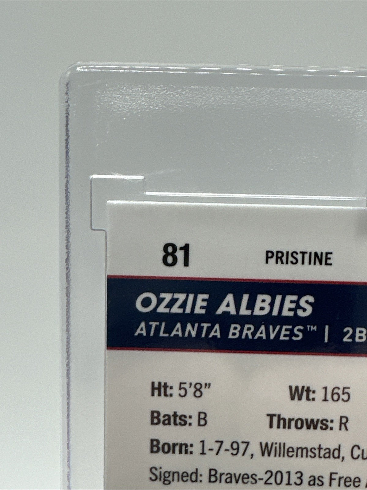 2024 Topps Pristine Ozzie Albies 81 Encased Purple Refractor Atlanta Braves