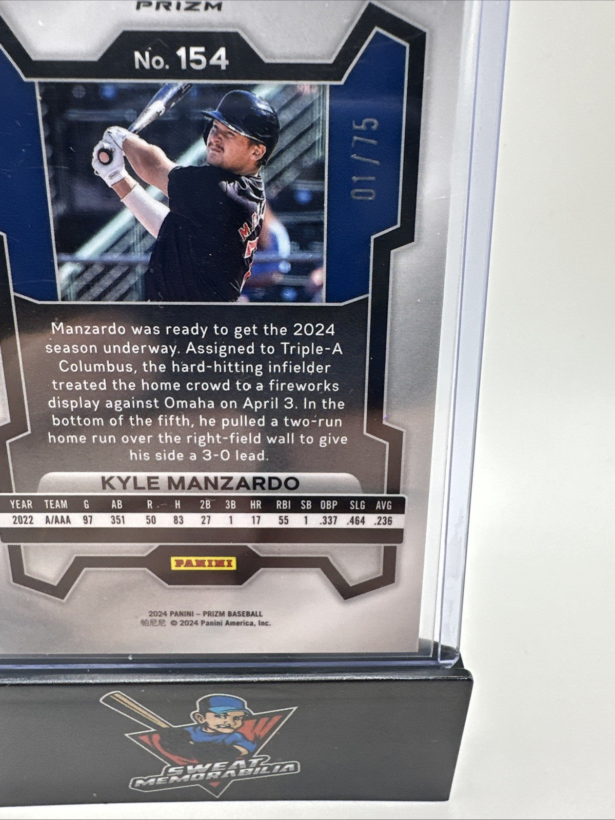 Kyle Manzardo (RC) 2024 Panini Prizm Baseball Green Pulsar Prizm /75