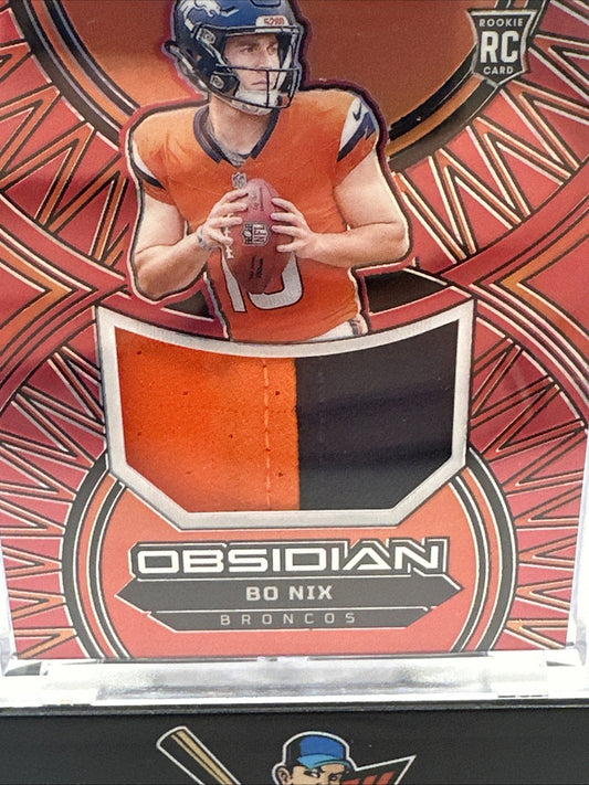 2024 Obsidian Football Bo Nix RC Solar Swatches 2 Color Patch /75 Broncos
