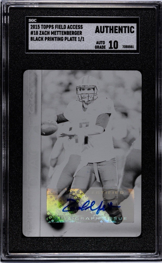 2015 Topps Field Access Football Auto #18 Zach Mettenberger 1/1 Plate SGC Auth