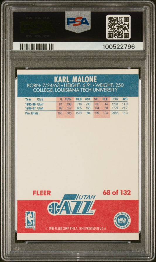 1987 Fleer Karl Malone #68 PSA 8