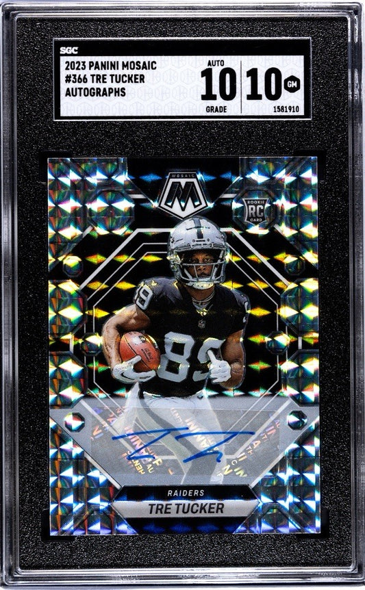 2023 Panini Mosaic Tre Tucker Sliver Mosaic Prizm Rookie Auto RC #366 SGC 10