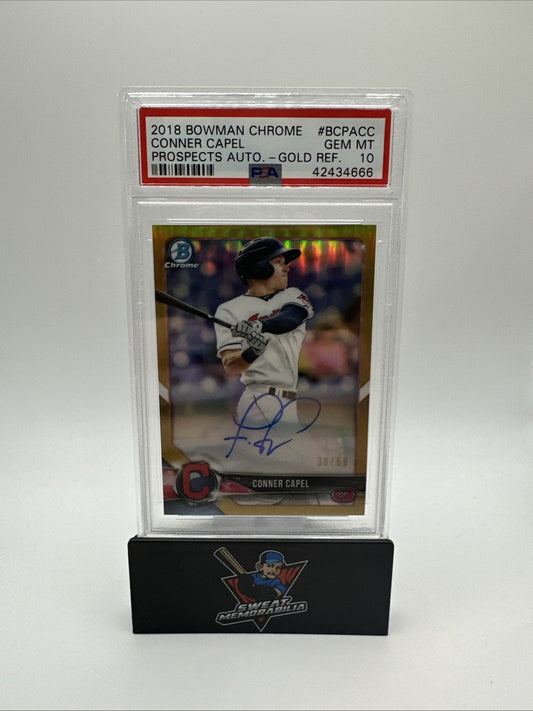2018 Bowman Chrome Prospects Auto Conner Capel Auto PSA 10 /50 GOLD