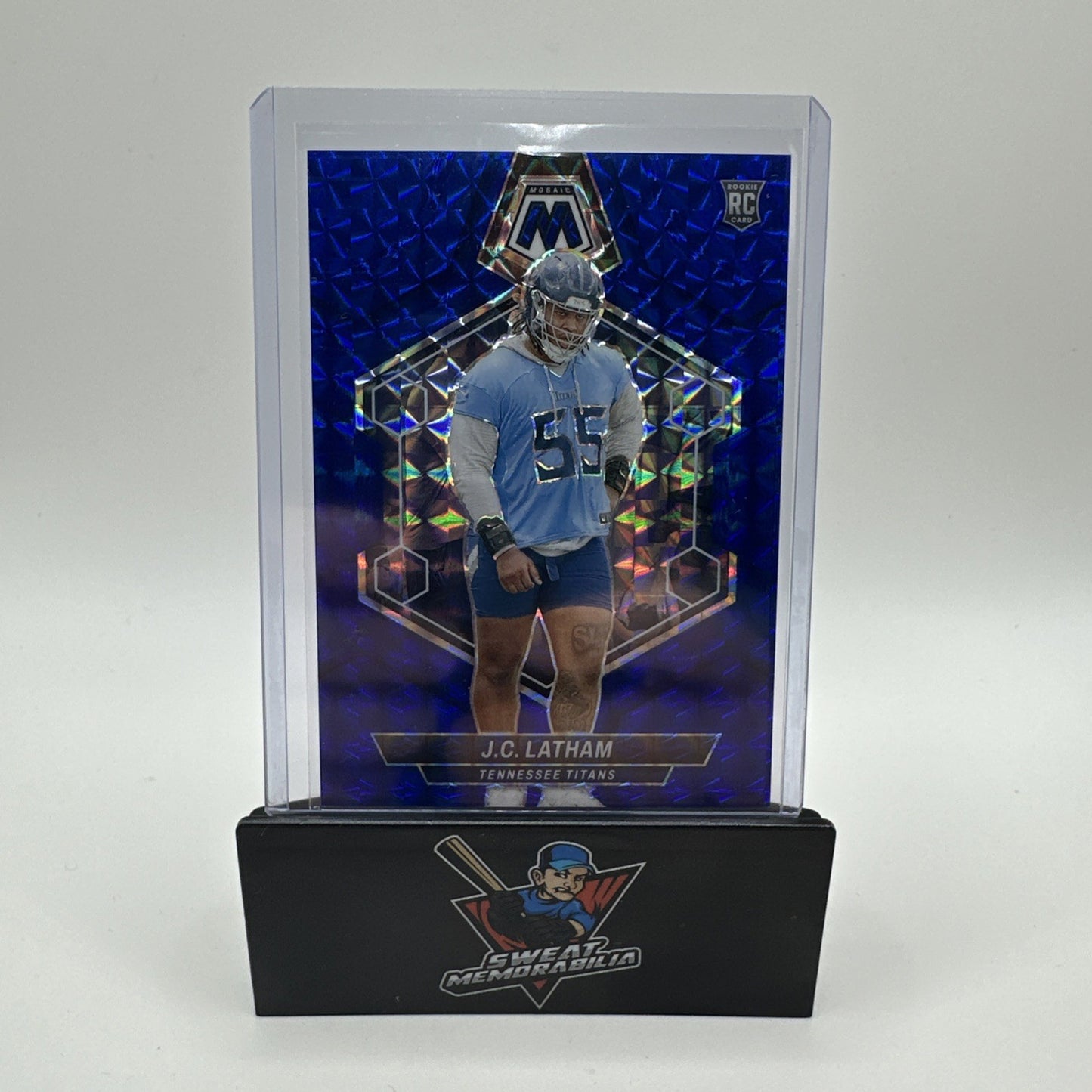 2024 PANINI PRIZM FB #307 BLUE MOSAIC JC LATHAM RC /99