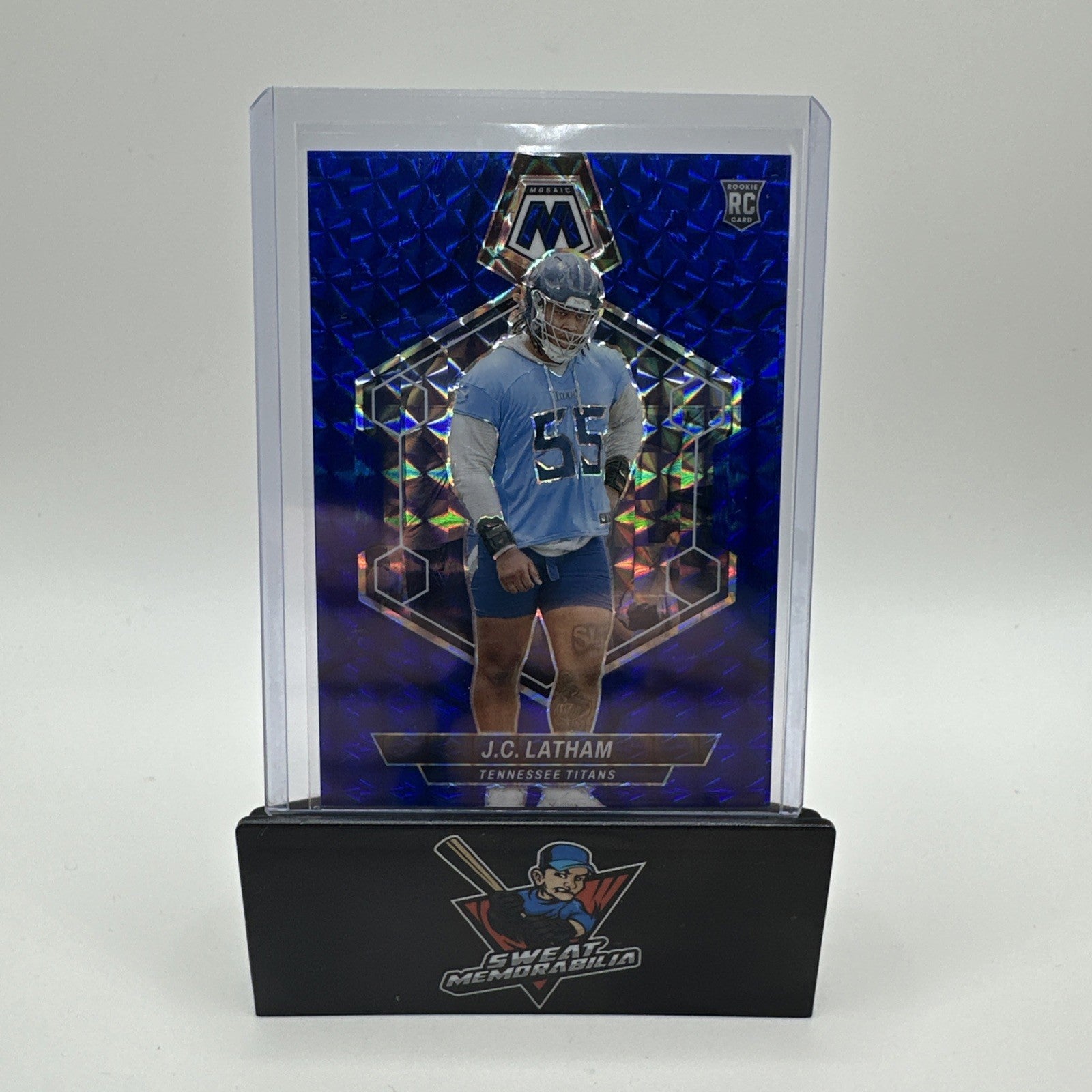 2024 PANINI PRIZM FB #307 BLUE MOSAIC JC LATHAM RC /99