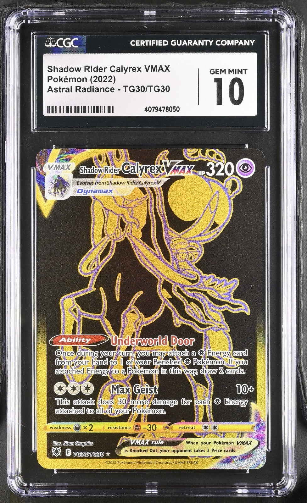 Pokemon 2022 Astral Radiance Shadow Rider Calyrex VMAX #TG30/TG30 CGC 10