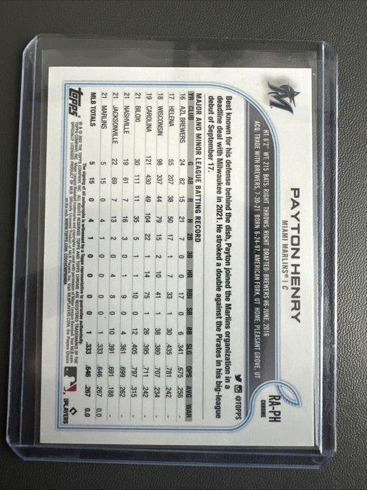 2022 Topps Chrome Payton Henry Rookie On Card Autograph #RA-PH