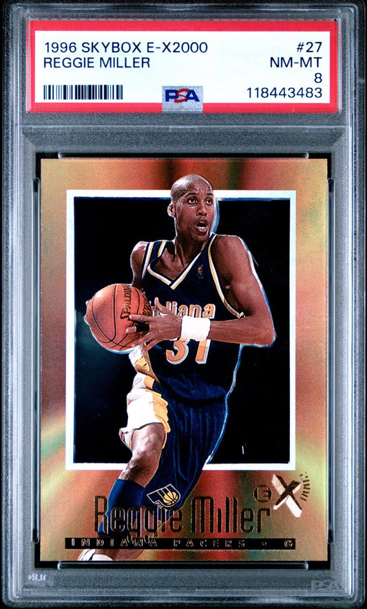 1996 Skybox E-X2000 Reggie Miller #27 PSA 8