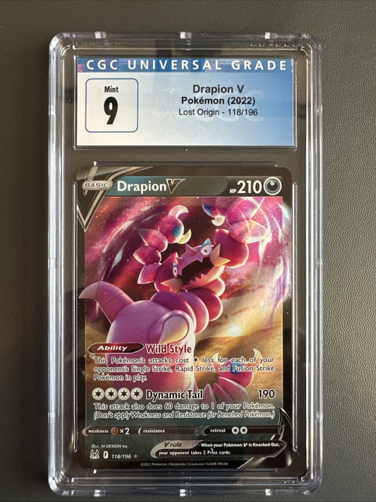 Drapion V 118/196 - Lost Origin - Pokemon TCG - Ultra Rare Holo CGC 9