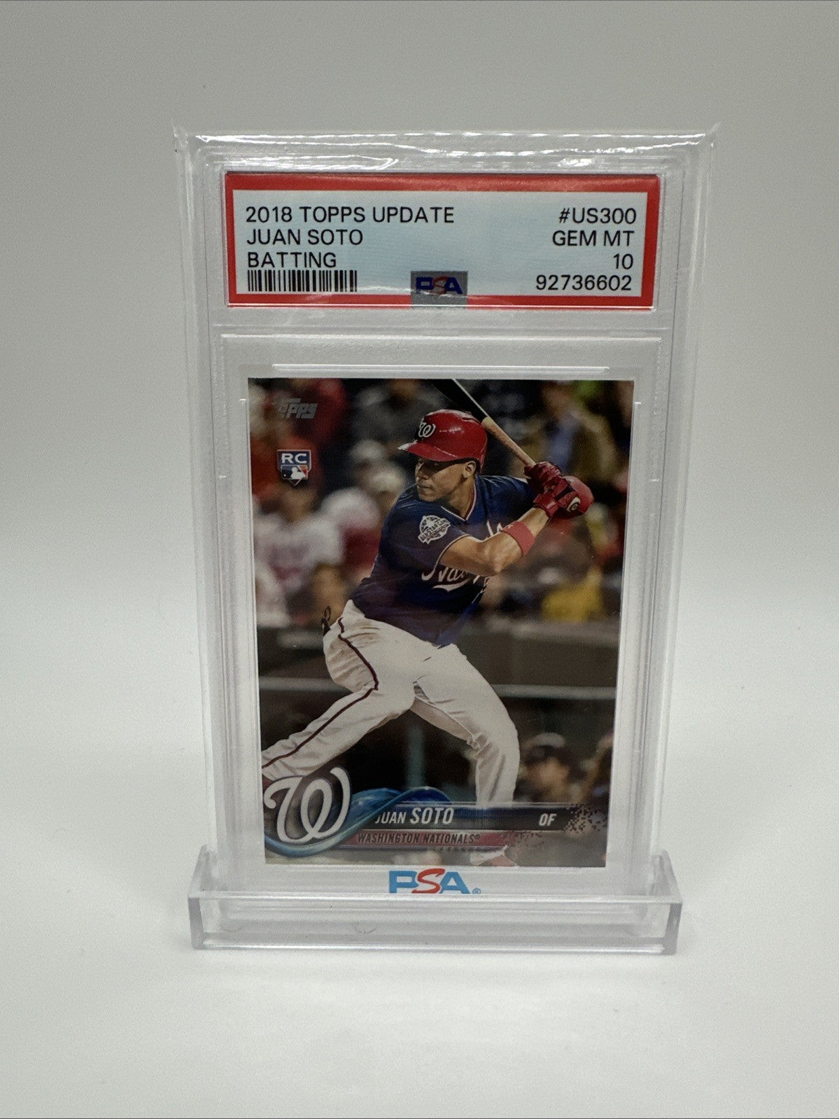 Juan Soto - 2018 Topps Update  #US300 Batting RC Rookie Card PSA Gem Mint 10