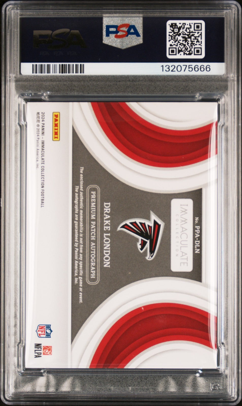 2024 Panini Immaculate Premium Patch Auto Drake London NFL Shield 1/1 PSA 9