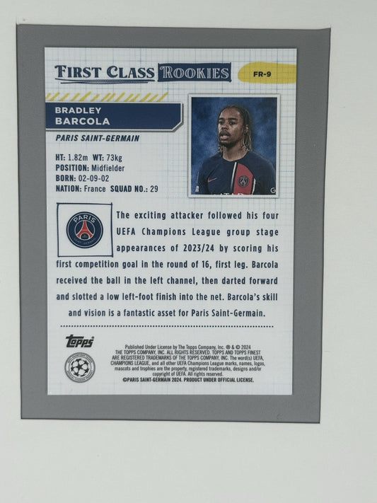 2024 Topps Finest Bradley Barcola First Class Rookie RC Blue 78/150 #FR-9