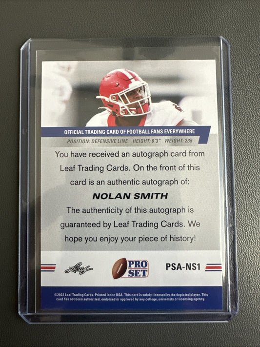 2022 Leaf Pro Set Nolan Smith AUTO Georgia Bulldogs | PHI Eagles PSA-NS1