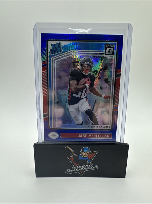 2024 Donruss Optic Jase McClellan Rated Rookie Atlanta Falcons #243 Blue Hyper
