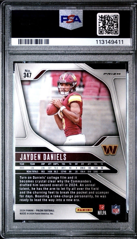 2024 Panini Prizm Jayden Daniels Silver Prizm PSA 10 Washington Commanders ROY
