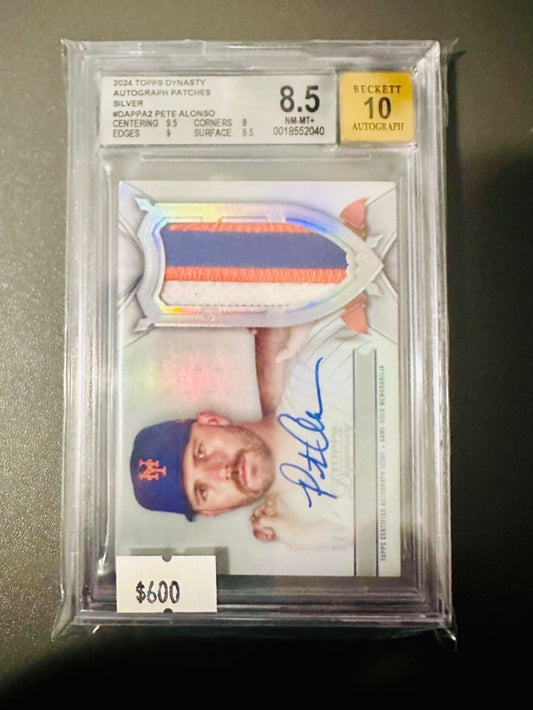 2024 Topps Dynasty Autograph Patches Silver Pete Alonso #DAPPA2 BGS 8.5