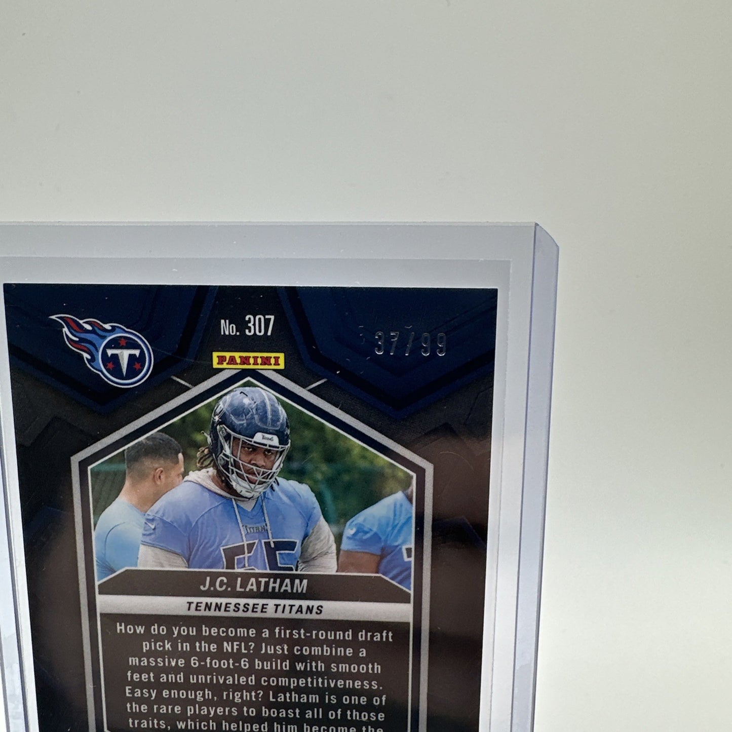 2024 PANINI PRIZM FB #307 BLUE MOSAIC JC LATHAM RC /99