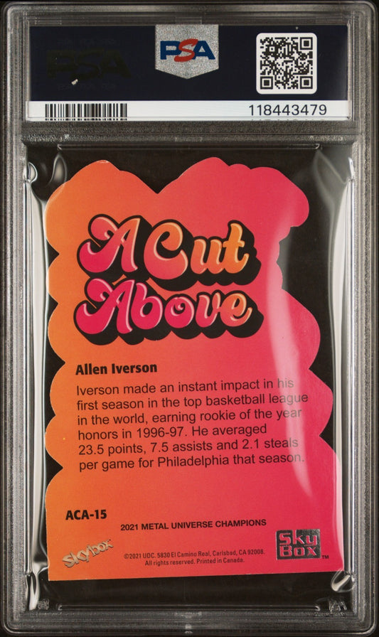 2021 Skybox Metal Universe Champ A Cut Above Die-Cut Allen Iverson #ACA15 PSA 8