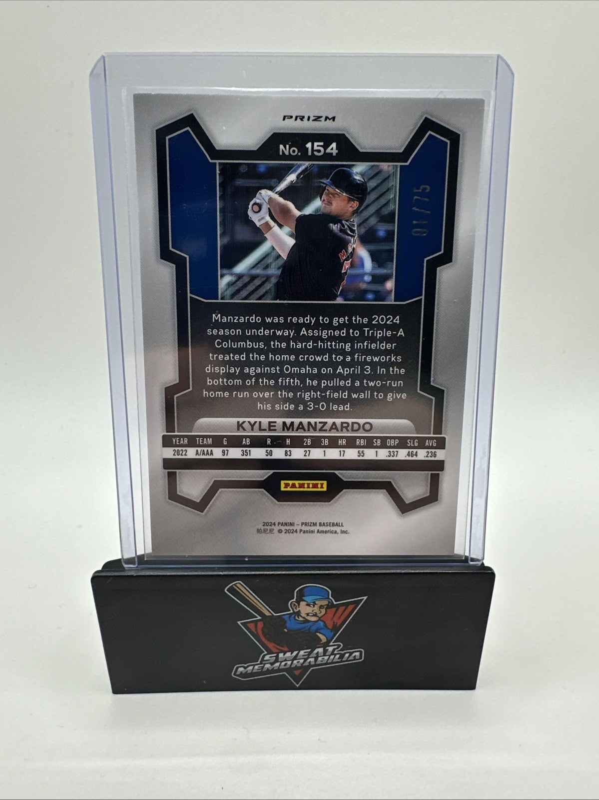 Kyle Manzardo (RC) 2024 Panini Prizm Baseball Green Pulsar Prizm /75