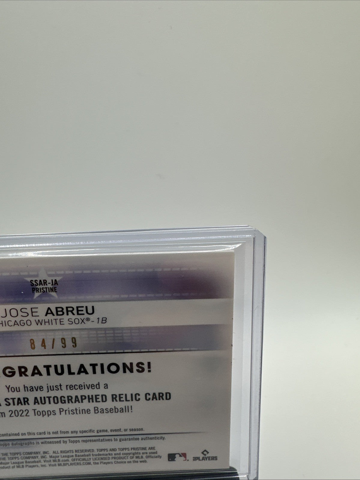 2022 Topps Pristine Slice of the Star Auto Relics Jose Abreu #SSAR-JA Auto