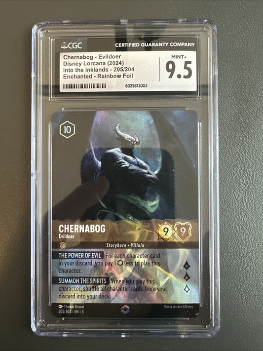 CGC 9.5 Chernabog Evildoer Inklands Enchanted Holo Lorcana Card #205/204