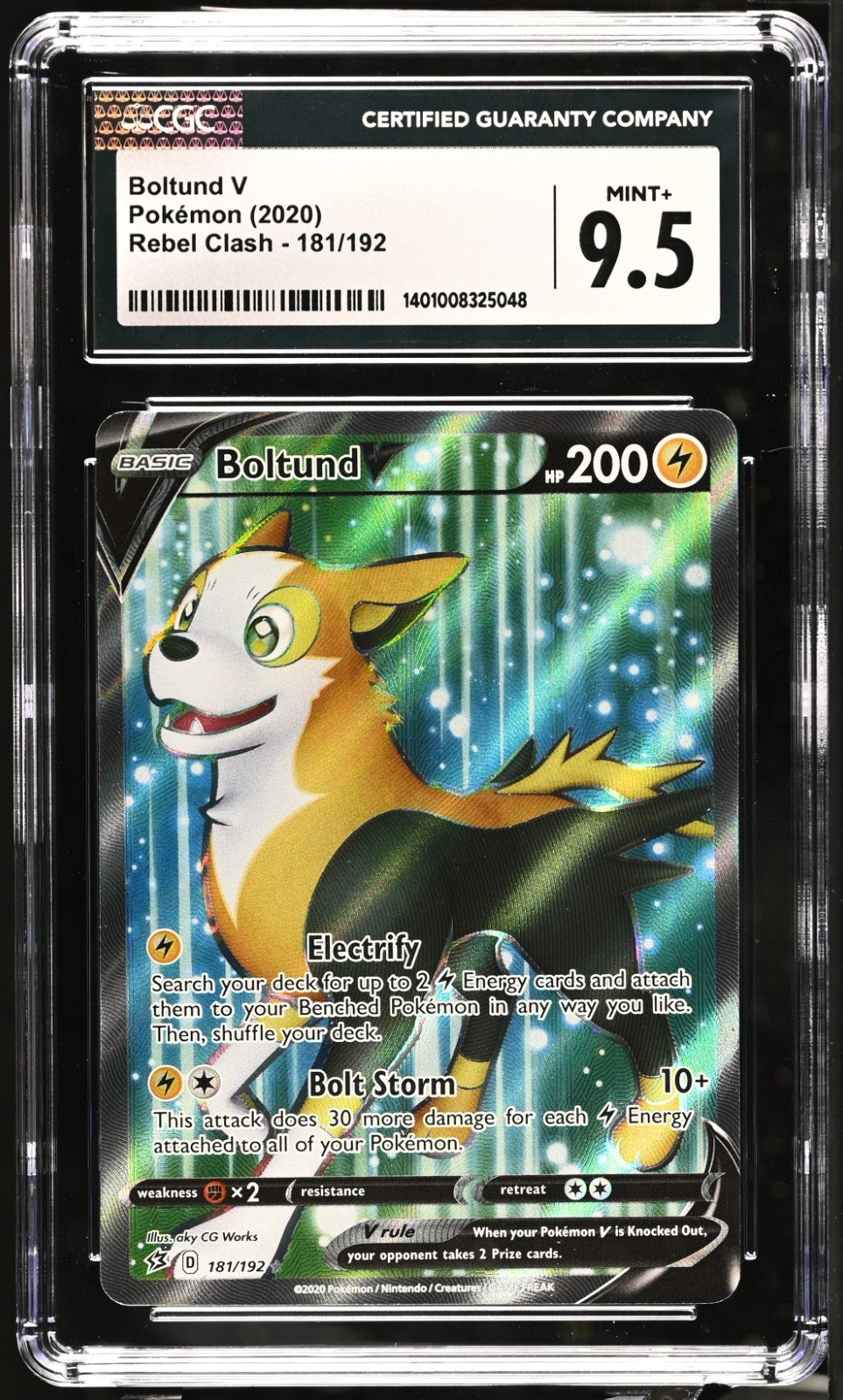 Pokemon 2020 Rebel Clash Boltund V #181/192 CGC 9.5
