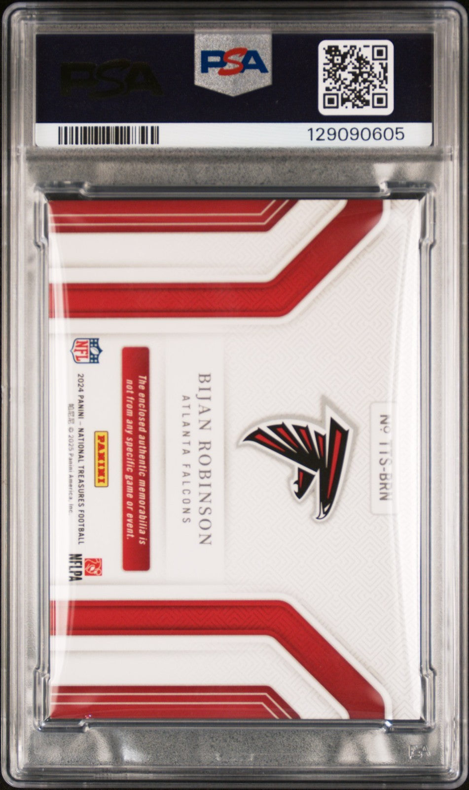 2024 Panini National Treasures Relics Bijan Robinson #BRN 2/2 PSA 9