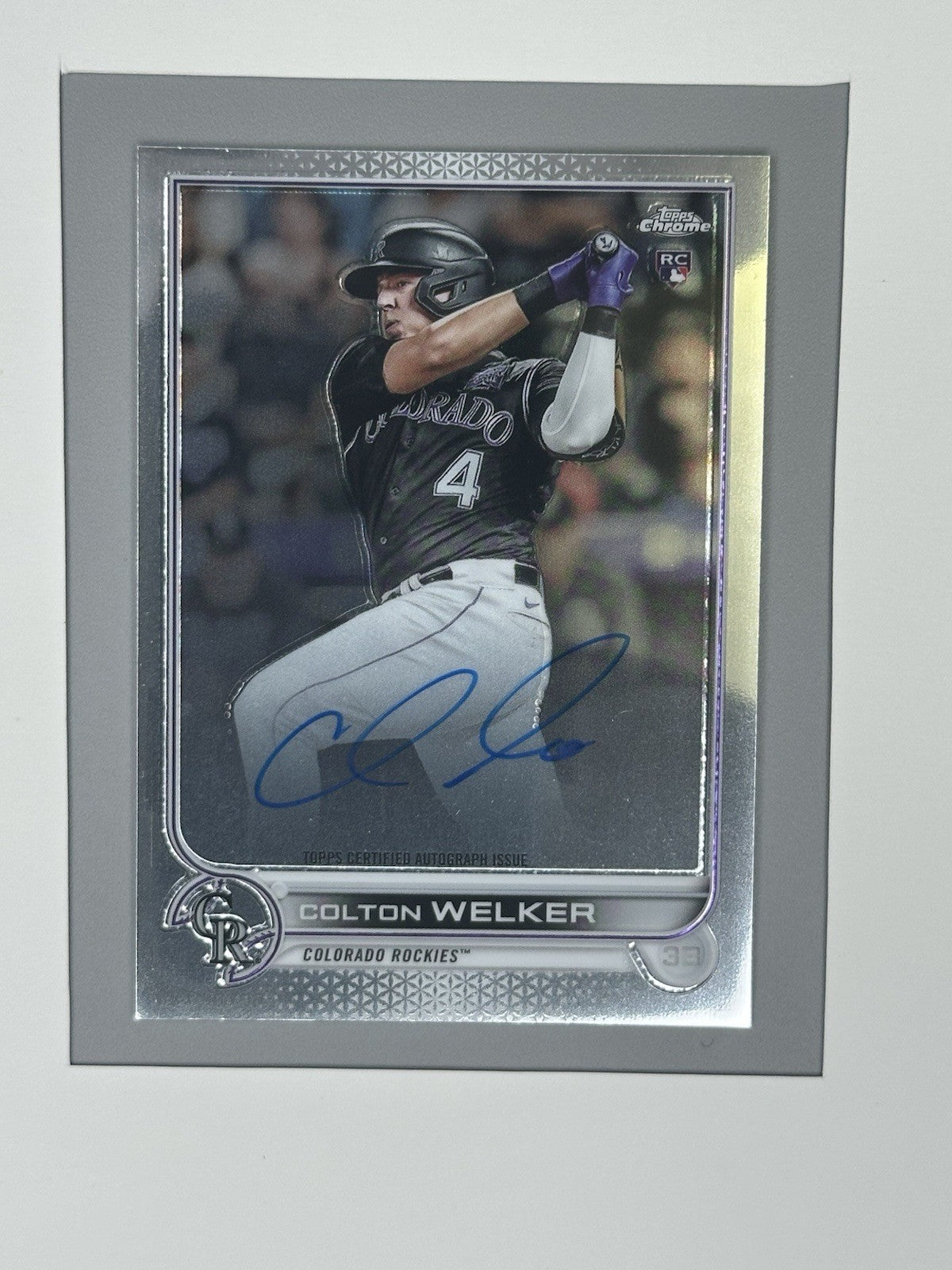 2022 Topps Chrome Colton Welker RC Auto #RA-CWE Colorado Rockies