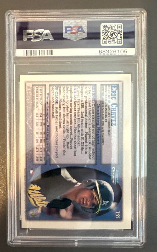 2022 Topps Archives Sig Series Eric Chavez 1998 Bowman Chrome 1/1 #133 PSA 9