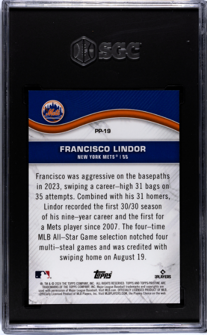 2024 Topps Pristine Francisco Lindor Pristine Blue Refractor #PP-19 SGC 10