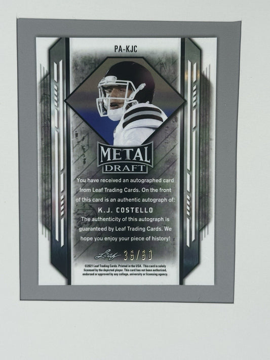 2021 Leaf Metal Draft K.J. Costello Rookie Auto Silver 36/60 #PA-KJC
