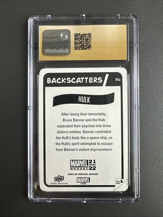2021-22 UD Marvel Annual Backscatters Hulk #B-6 CGC Pristine 10