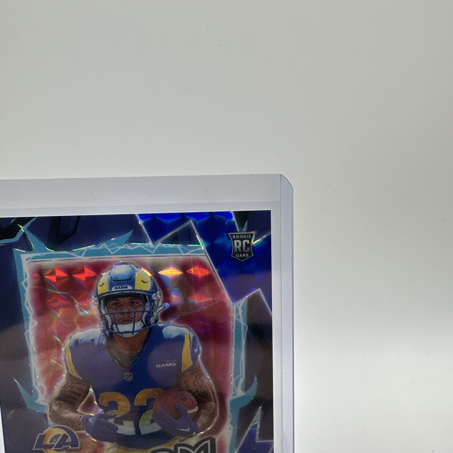2024 Panini Mosaic Blake Corum #5 RC Rams Storm Silver/Blue 73/99