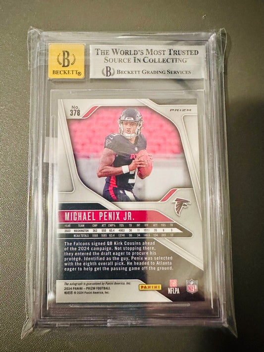 2024 Panini Prizm Autographs Prizms Silver Michael Penix Jr. EXCH #378 BGS 9