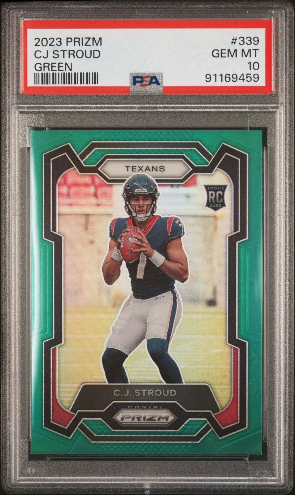 2023 Panini Prizm Cj Stroud #339 RC Green PSA 10 GEM MINT