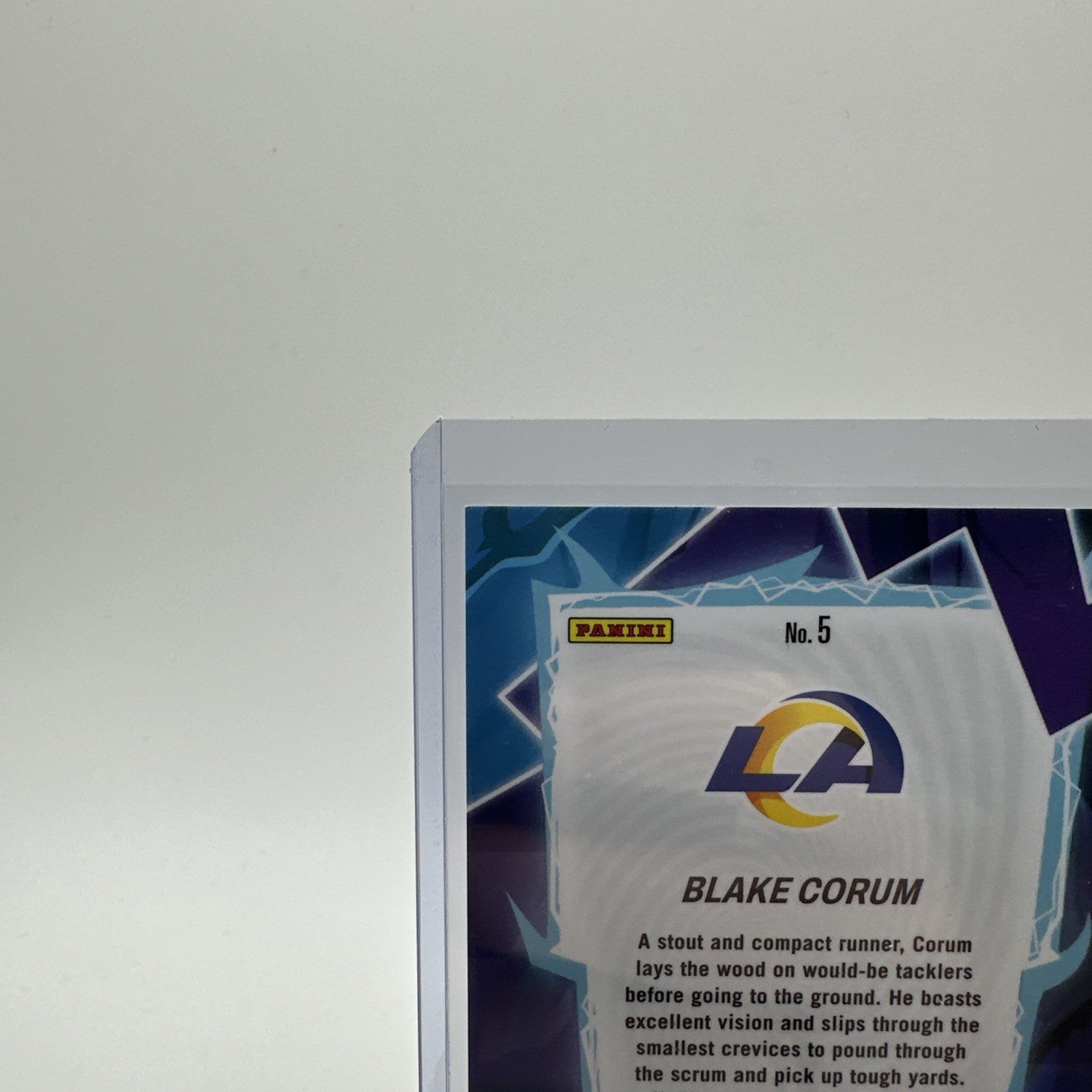 2024 Panini Mosaic Blake Corum #5 RC Rams Storm Silver/Blue 73/99