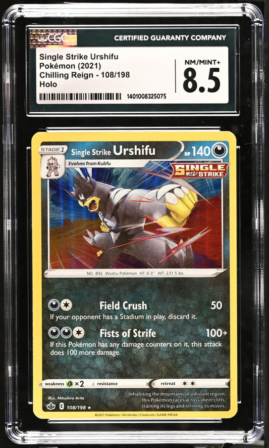 Pokemon 2021 Chilling Reign Single Strike Urshifu #108/198 CGC 8.5